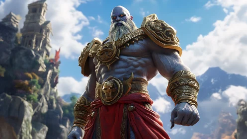 Muscular armored titan rendered in high detail with dynamic lighting