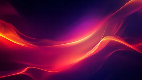 Glowing Neon Waves Flowing Through Deep Purple and Red Gradient Space