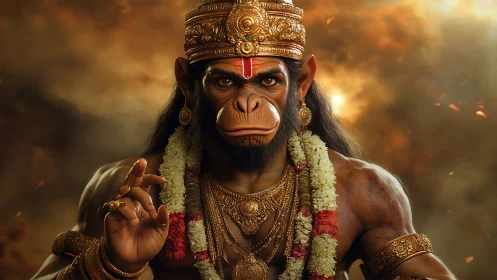 Divine simian deity portrait radiates power and serenity