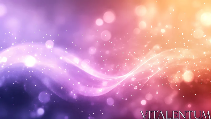 Soft gradient light wave with glowing bokeh particles.