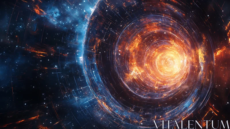 Hyperspace vortex renders luminous concentric plasma rings