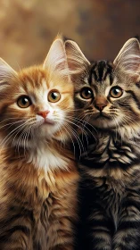 Portrait of Two Kittens: Digital Oil Study.