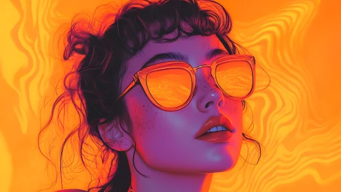 Sunlit daydreams reflected in neon-orange sunglasses.