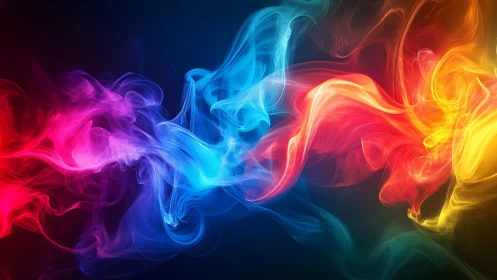 Colorful smoke wisps form flowing abstract light trails.