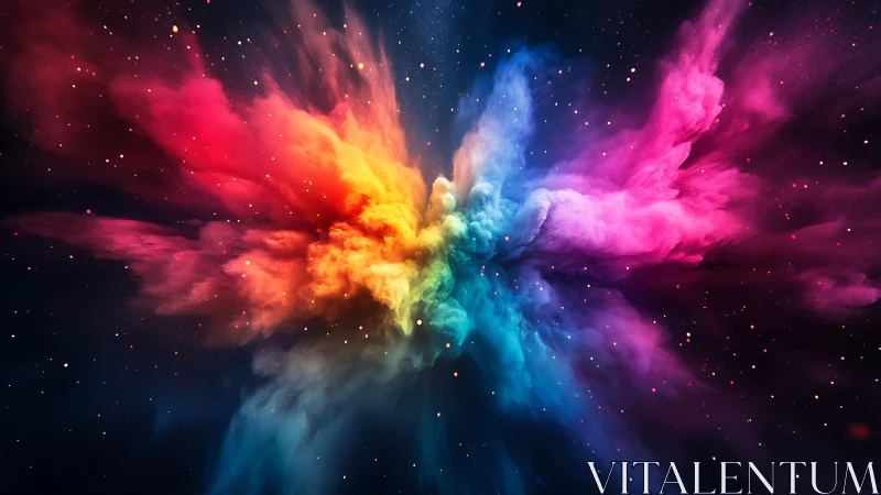 Cosmic color explosion forming radiant nebula core.