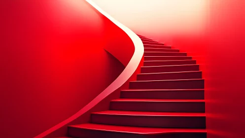 Monolithic Staircase in Crimson Volumetric Space.