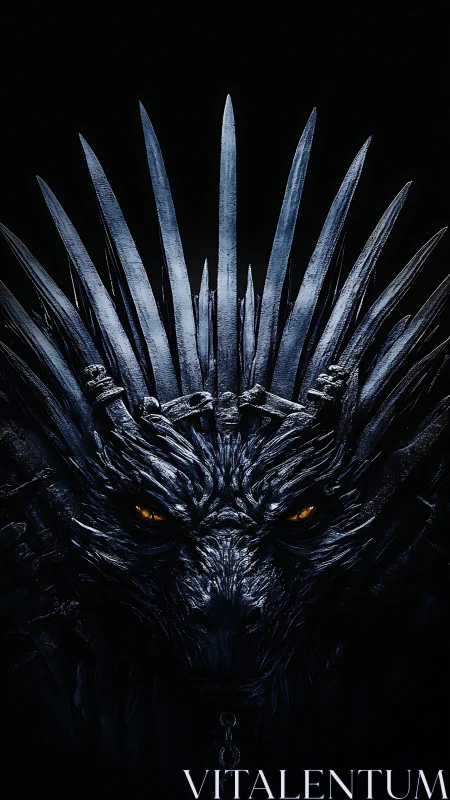 Throneborn dragon gaze crowned in jagged midnight steel.
