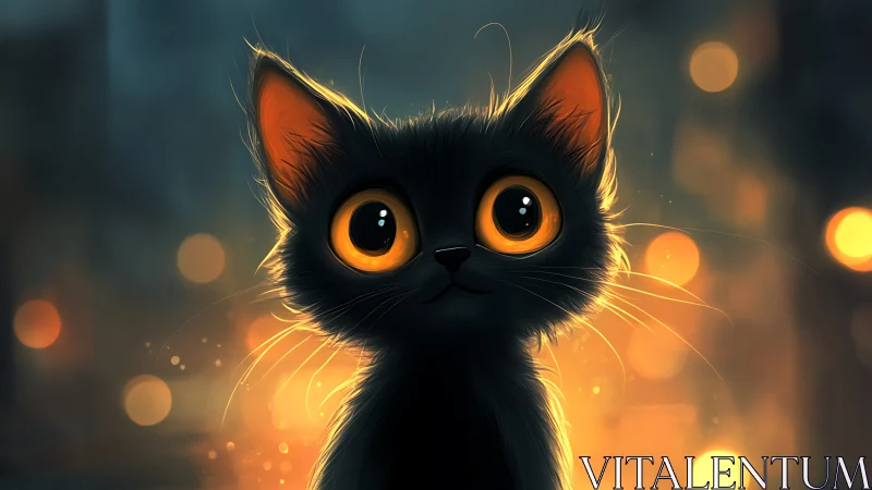 Golden-Eyed Kitten in the Warm Glow.