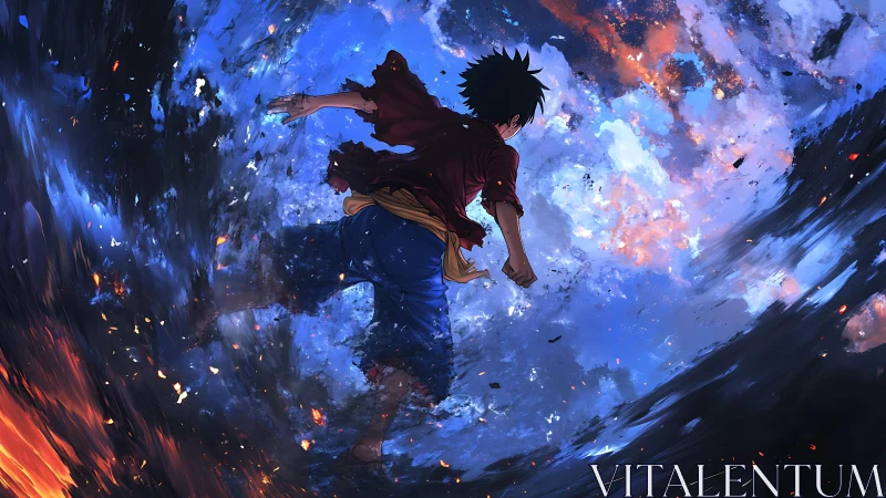 Sky-surfing rebel dives through a storm of living paint.