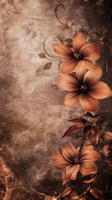 Vintage Cosmos: Sepia Botanical Study with Ornate Florals.