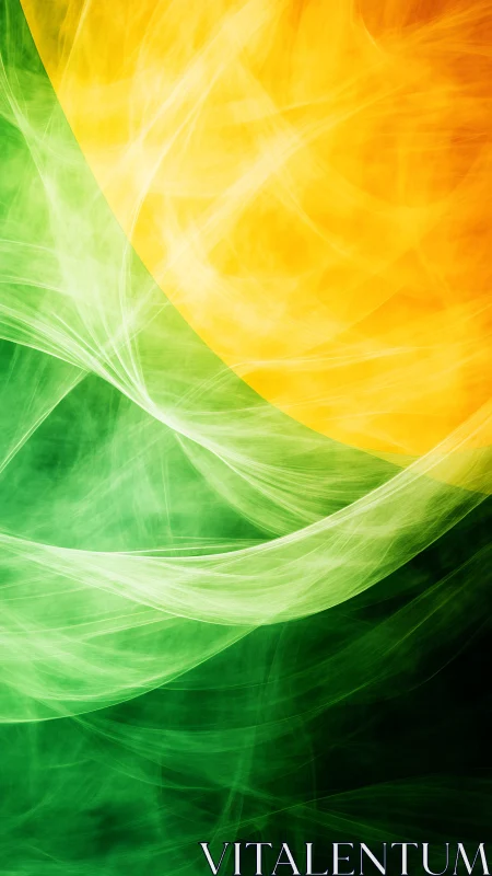 Sunlit citrus waves drifting across deep emerald mists.