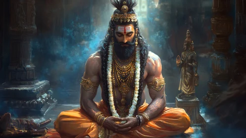 Temple mystic in molten gold, lost in roaring stillness.