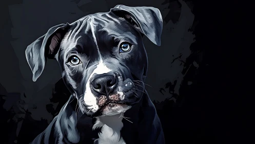 Canine portrait uses stylized lighting and vector-like contour work