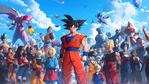 Heroic warriors stand united against looming cosmic threats