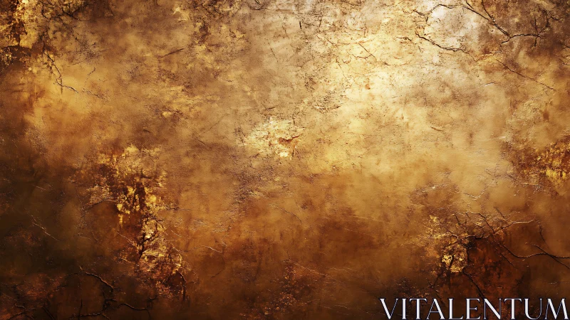 Textured golden grunge wall with cracked patina surface.