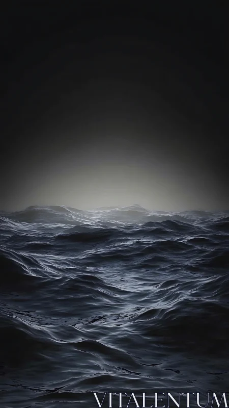 Nocturnal steel waves under distant muted horizon glow.