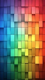 3D chromatic block grid with graduated volumetric relief.
