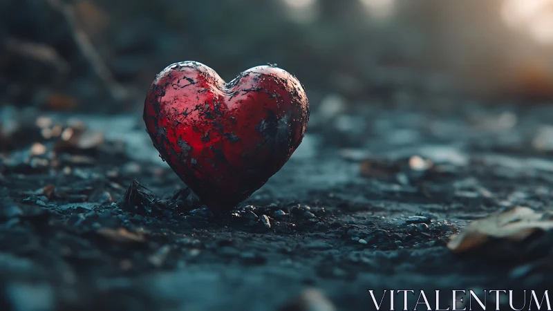 Crimson Heart Rests on Frozen Ground