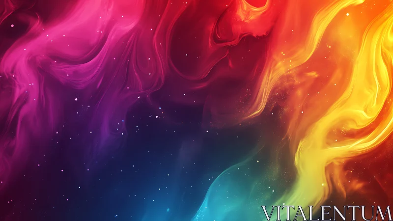 Cosmic paint rivers swirling across a neon night sky.