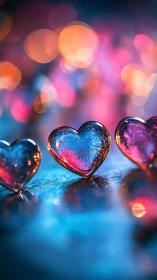 Crystalline Heart Forms Glow Within Bokeh Light Environment