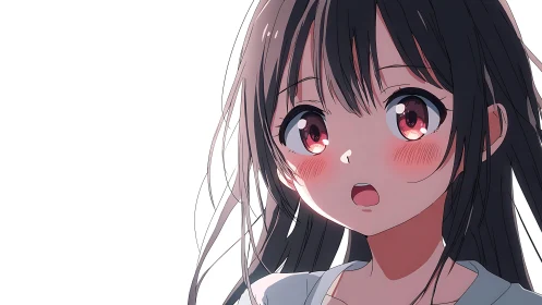 Anime girl portrait with flushed cheeks and glossy eyes.