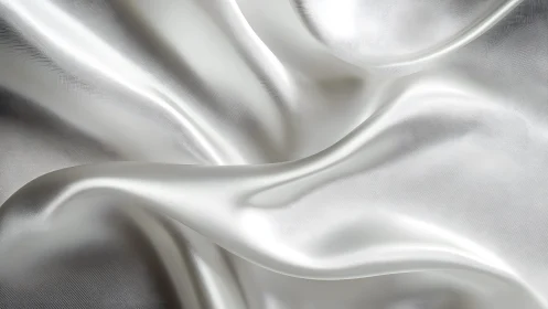 Smooth White Silk Fabric with Elegant Draped Folds, Photorealistic.
