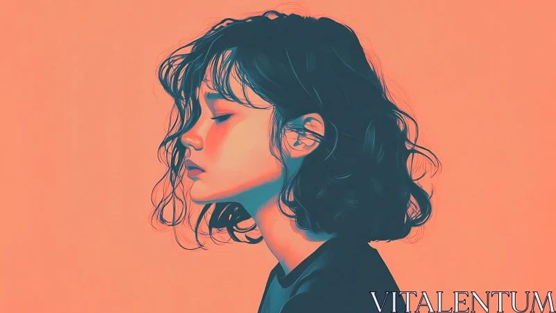 Profile portrait of young woman in bold duotone palette