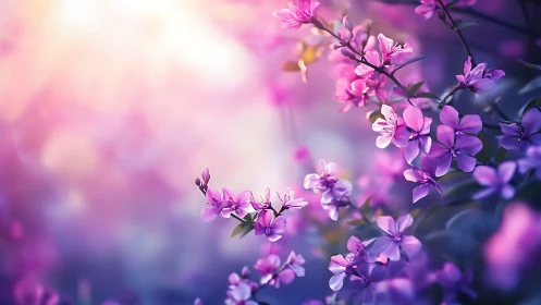 Soft Blossoms Glowing with Purple and Pink Hues.