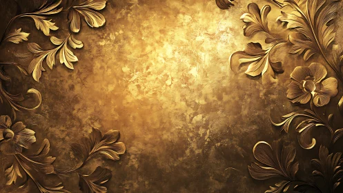 Golden floral frame with softly glowing vintage charm.