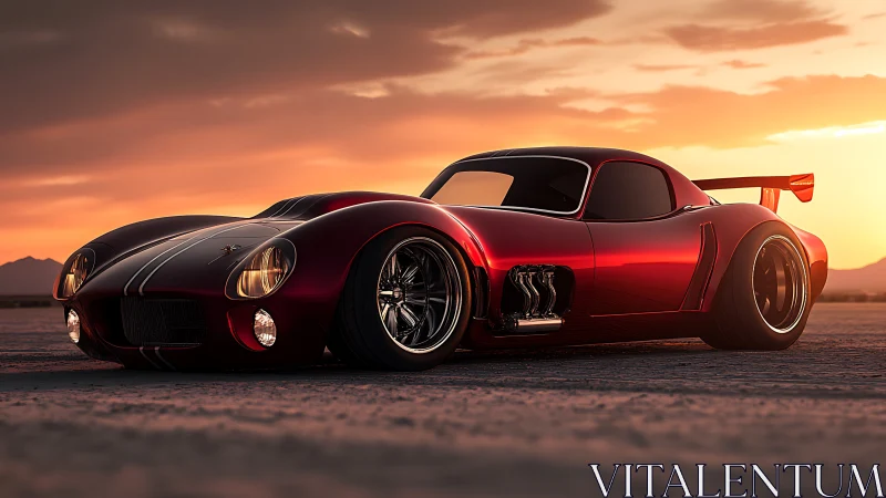 Sunset street racer glowing with sleek retro curves.
