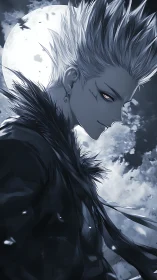 Moonlit silver rogue with feral grin and storm-bright gaze.