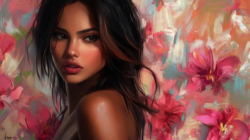 Velvet-gazed muse turns into wildfire among painted blooms