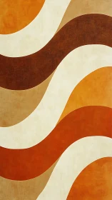 Retro curved wave pattern in warm orange and brown tones.