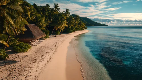 Tropical Paradise Unveiled: Where Palm Fronds Kiss Crystal Waters.