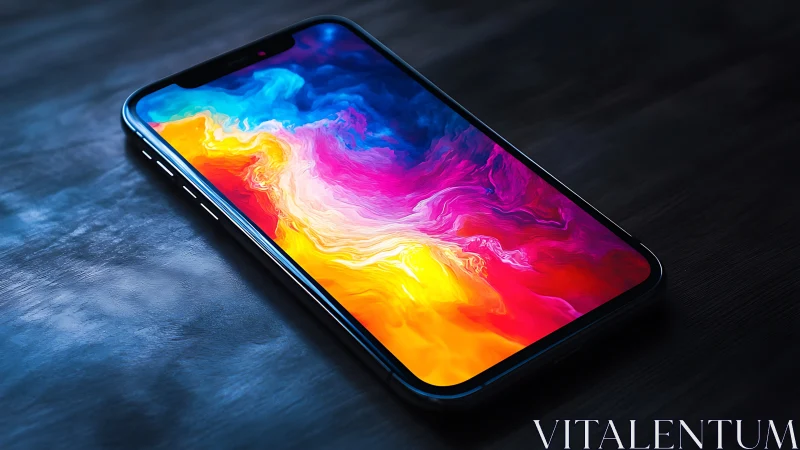 Smartphone Display Rendering Fluid Chromatic Abstraction.