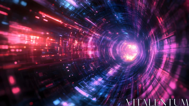 Futuristic Neon Tunnel with Digital Light Effects in Sci-Fi Style.