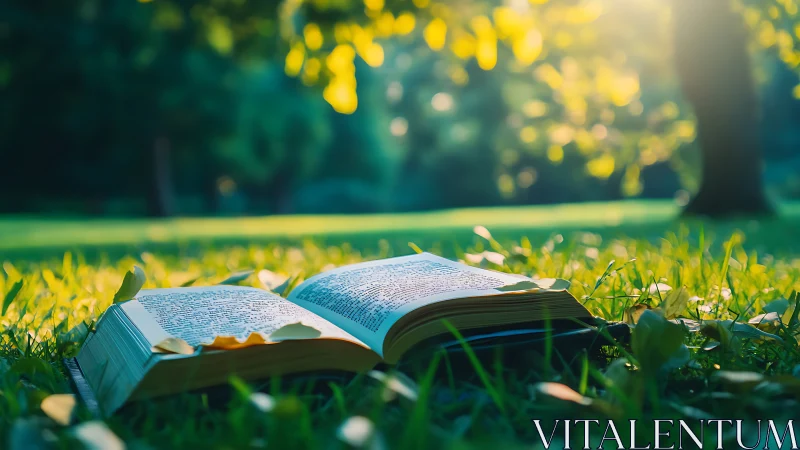 Sunlit meadow novel whispering stories into the grass.
