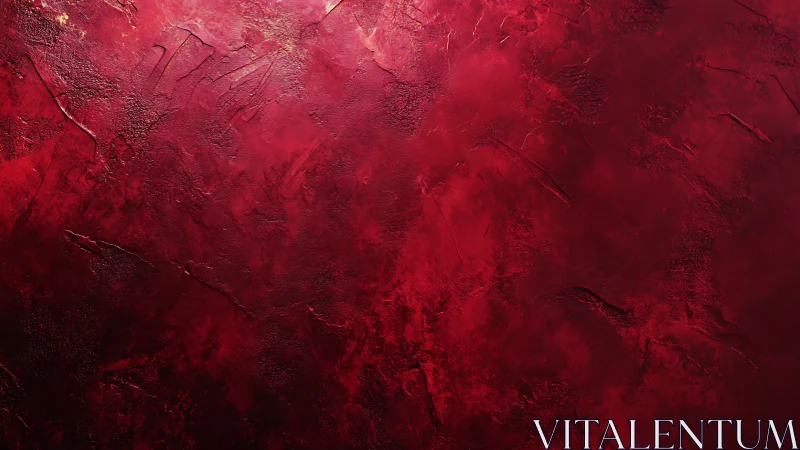 Textured crimson abstract wall with layered impasto finish.