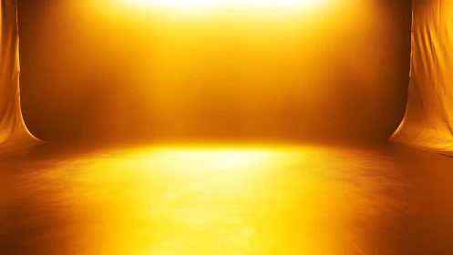 Golden studio stage flooded with intense backlighting glow.