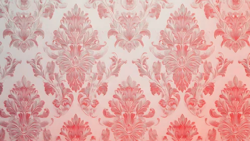 Red ornamental damask pattern on pale gradient background.