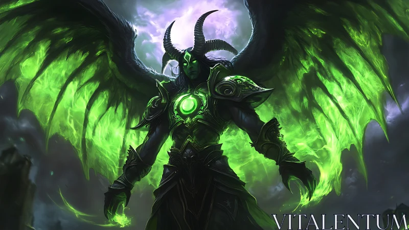 Winged shadowlord rises in emerald stormlight glory.
