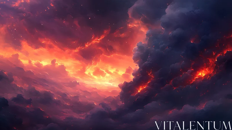 Inferno Cloud Canvas: Celestial Fire Erupts Across Twilight Sky.
