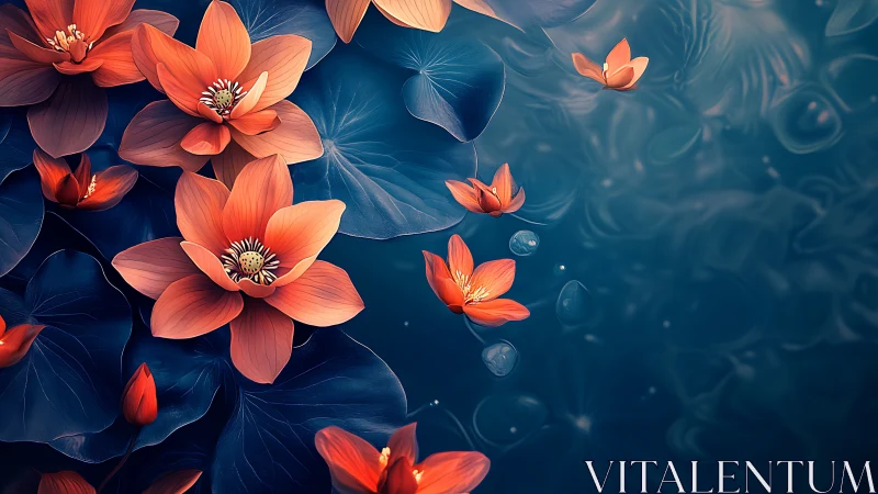 Coral Blossoms Float Across Deep Teal Waters.