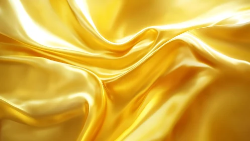 Luxurious golden silk fabric with smooth flowing folds and shine.
