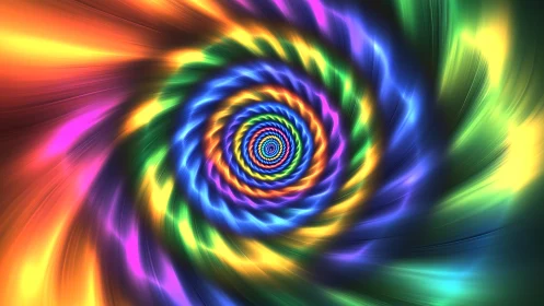 Spiral tunnel of multicolored light bands radiates inward