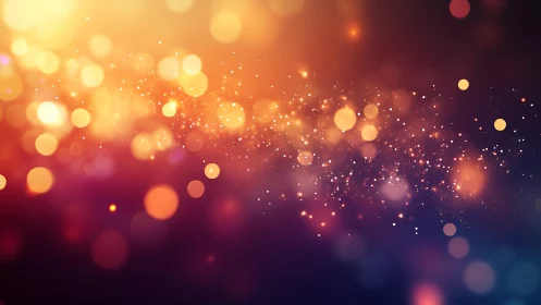 Warm Abstract Bokeh Lights in Gradient Background, Digital Art.