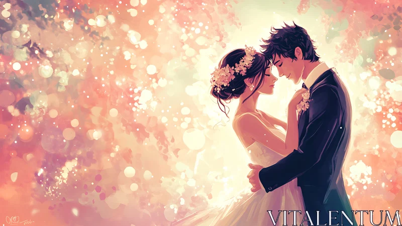 Two souls entwined in luminous wedding magic