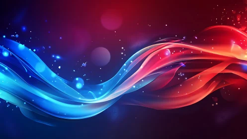 Dual chromatic energy ribbons in flowing abstract motion.