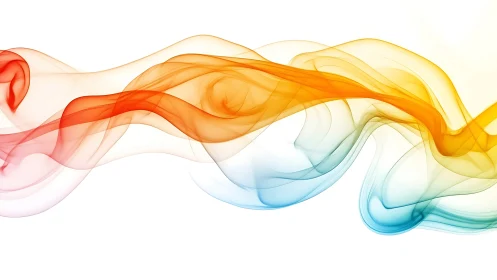 Color gradient smoke wave abstract design on white background.