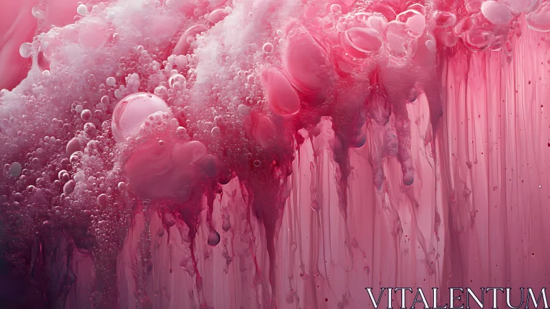 Liquid crimson bubbles in cascading abstract motion.